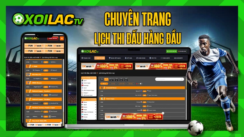 Lịch thi đấu bóng đá 2025 và link xem trực tiếp các trận đấu trên Xoilac TV